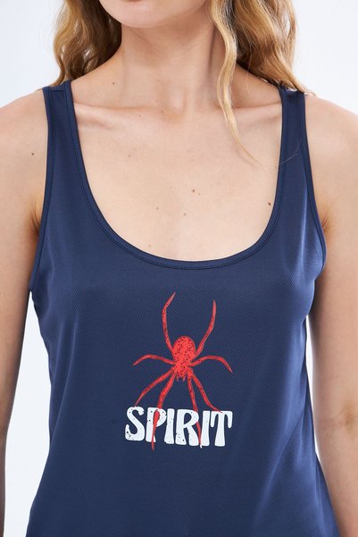 Moda Işık Sports Tank Top with Thick Straps, Spirit Printed , Navy Blue