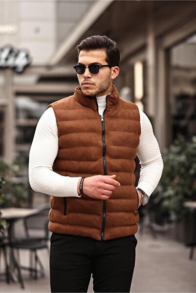 Mero Life Мъжка кафява пухена яке от нубук