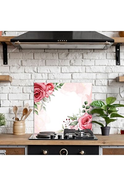 Decovetro Ocak Arkası Koruyucu Vintage Gül Desenli 60x40cm