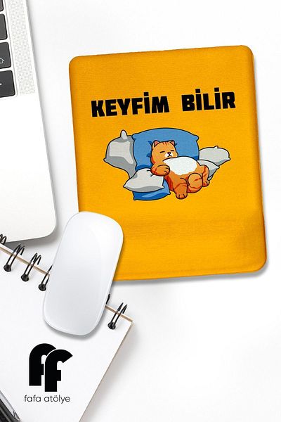 fafaatölye Mouse Pad with Wrist Support - My Enjoyment Knows