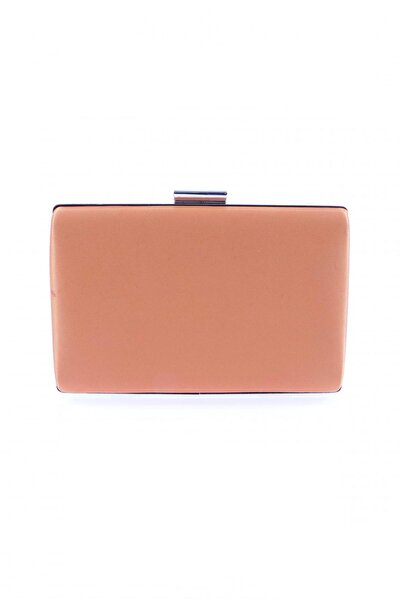 DGN 5275-22y Πορτοκαλί Σατέν Γυναικείο Βραδινό Φόρεμα Portfolio Τσάντα