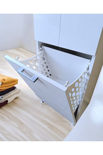 AZZURİ Home Infinity Kirli Çamaşır Sepetli Banyo Kiler Oyuncak Çok Amaçlı Dolap Azr-1010