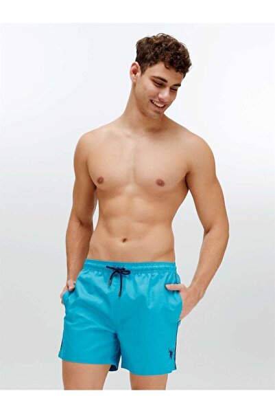 U.S. Polo Assn. Erkek Orta Boy Mavi Deniz Şortu - 22002