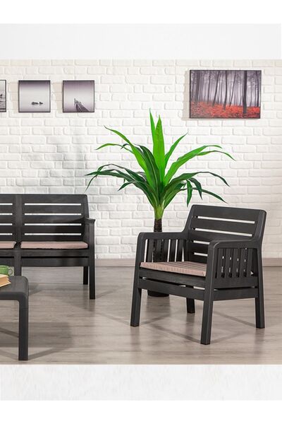Modalife Lara Home Minderli 3 1 1 S Bahçe Takımı-antrasit