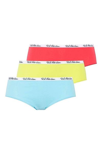 U.S. Polo Assn. Women's Underwear - Coral Neon Green and Turquoise 3-Piece Boxer Shorts L.2.0.1.L.0.30