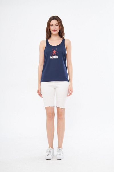 Moda Işık Sports Tank Spirit Printed Navy Blue Color Cappa Fabric