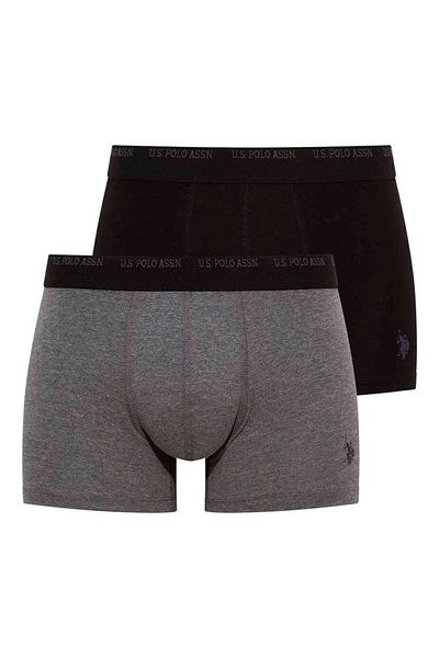U.S. Polo Assn. ΒΑΣΗ. Polo Assn. Ανδρικό σετ μπόξερ 2 τεμαχίων μαύρο Anthracite Melange