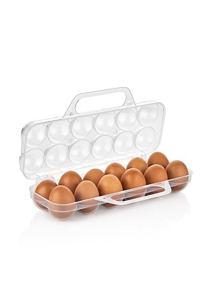 Sunplast 12-Piece Egg Cup Carrying Box with Handle - Picnic Egg Carrying Container