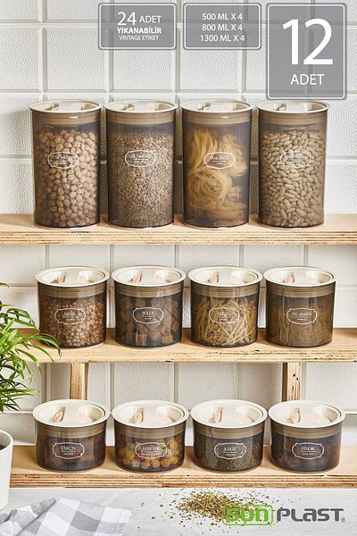 Sunplast 12-Piece Storage Container Set - Leak Proof Ergonomic Lockable Lid - Latte Food Container