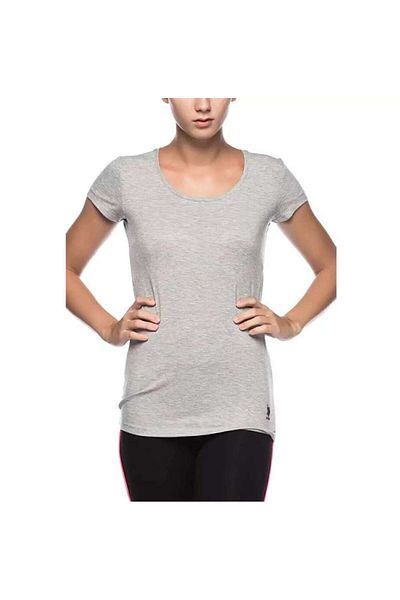 U.S. Polo Assn. Γυναικείο μπλουζάκι Modal Cotton Basic Deep Collar Grey Melange