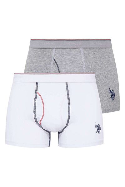 U.S. Polo Assn. Πόλο Ασν των ΗΠΑ. 80093 Ανδρικό Boxer 2 Pack-white&grimelange