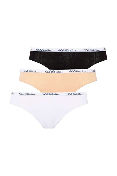 U.S. Polo Assn. U.S. Polo Assn. 66275 Women's 3-Piece Brazilian Slip-Black&Wh...