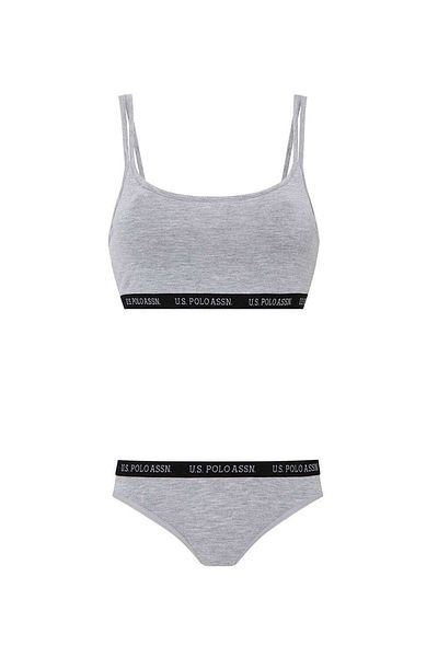 U.S. Polo Assn. Us Polo Assn. Women's Gray Melange Bustier Slip Set Jb.6.Bd5H.K00H.Sj4.Bf