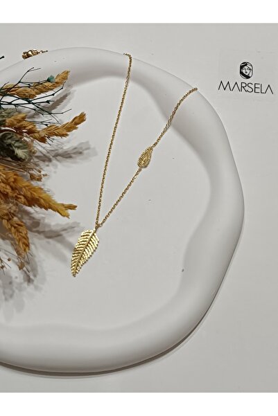 Clariss Çelik Simli Yaprak Kolye