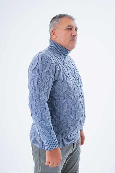 Trist Star Ανδρικό πλεκτό πουλόβερ Indigo Turtleneck Rice - Μεγάλο μέγεθος TRIST-2118