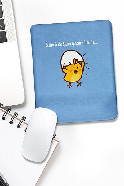 fafaatölye Mouse Pad Printed Ankle Supported Angry Chick