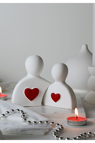 LALEZEN HOME Kırmızı Kalpli Sevgili Obje Biblo Dekor Sevgililer Günü