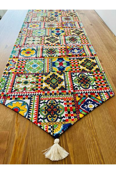White Alamode Colorful Linen Runner 40x140 cm