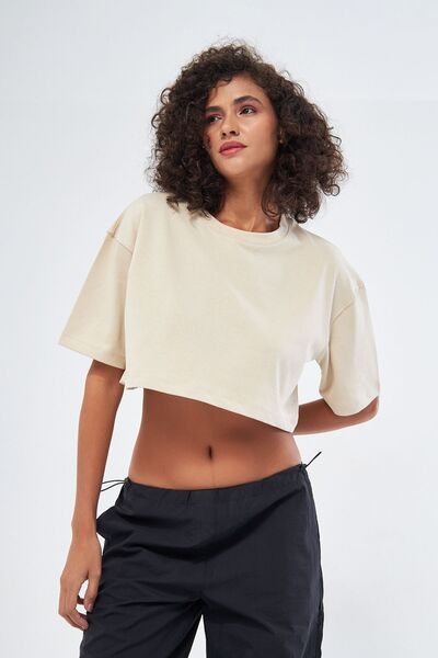 Mesfeno Γυναικείο μπλουζάκι Basic Oversize Fit, 100% βαμβακερό χοντρό ύφασμα ...