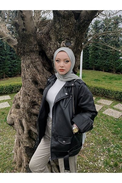 Mero Life Дамско черно велосипедистко кожено яке с кожена подплата с колан