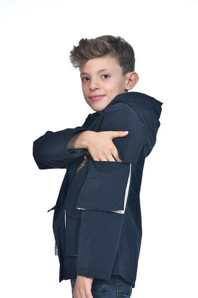 Kamex Palton pentru copii cu glugă neagră - imprimat