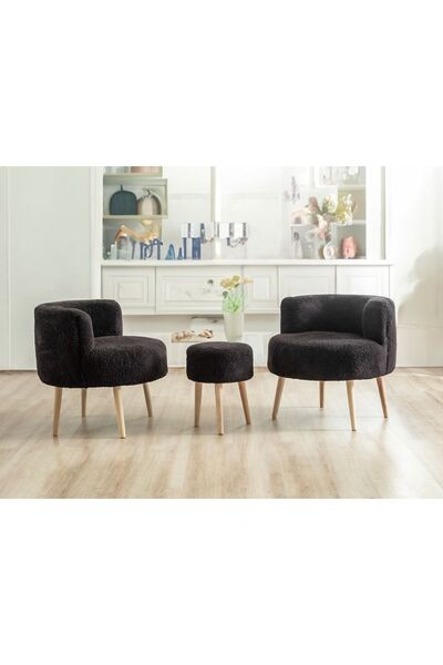 DEKOR MOBİLYACIM Çay Seti Ikili Koltuk Berjer Ve Puf Takımı 3 lü takım
