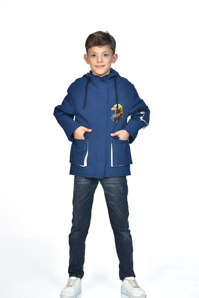 Kamex Palton pentru copii cu glugă imprimat bleumarin