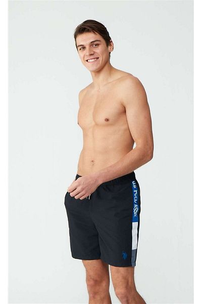 U.S. Polo Assn. Ανδρικό μακρύ μαγιό με τσέπες μαύρο - 23005