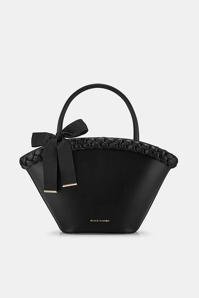 Black Ribbon Geantă de umăr neagră tricotată