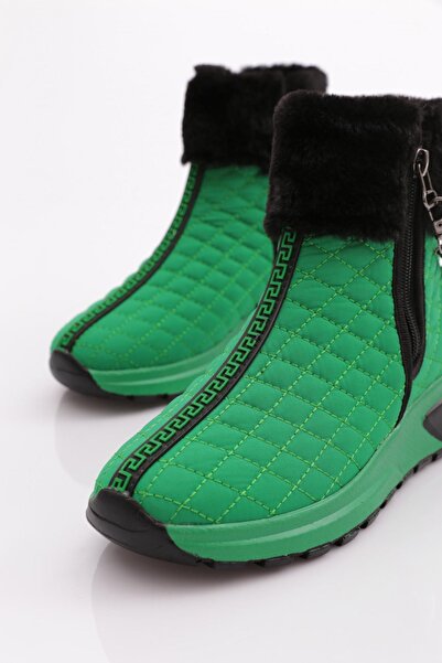 DGN Női vastag talpú cipzár részletes szőrme csizma zöld 79633363