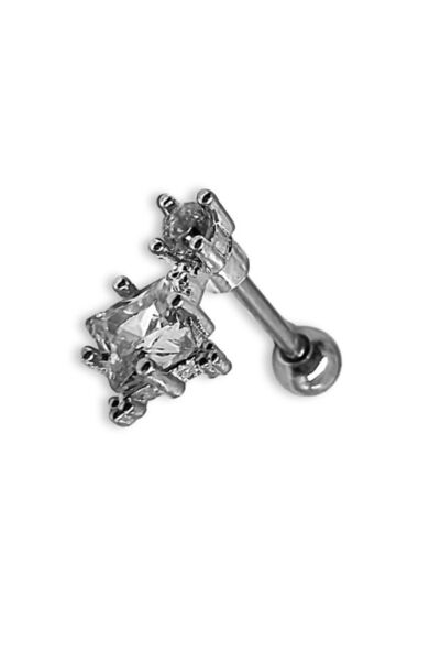 MAZEN Kutup Yıldızı Çelik Tragus Kıkırdak Helix Piercing Gümüş Renk 1 Adet