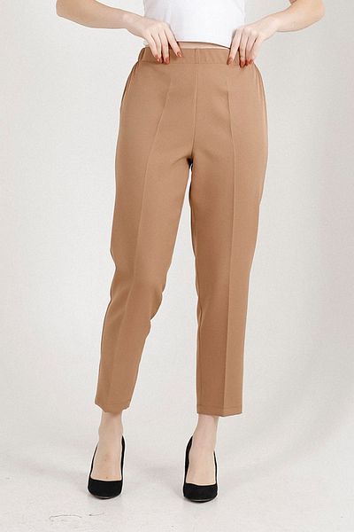 Balenbi High Waist Lycra Oversize Camel Women's Trousers - Carrot Leg 1004