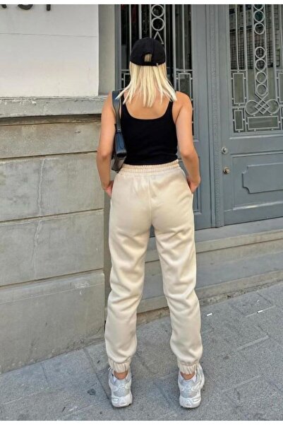 NİCE Бежеві 3-ниткові еластичні спортивні штани