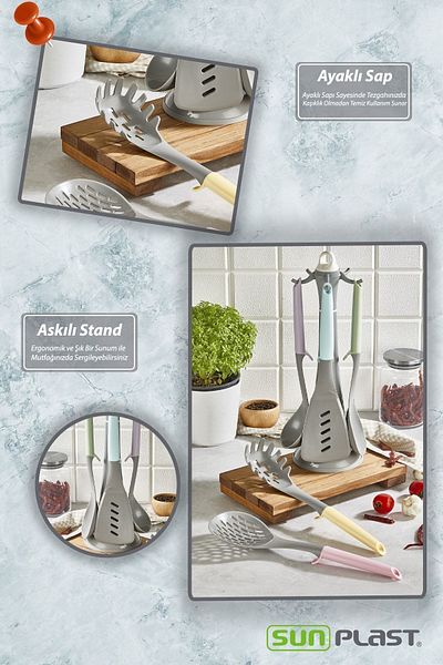 Sunplast BONITA Series Serving Presentation Set with Stand 6 Pieces - BPA Free Quality Non-Stick Hard Plastic