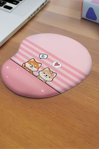 fafaatölye Pink Cats Mouse Pad with Wrist Support