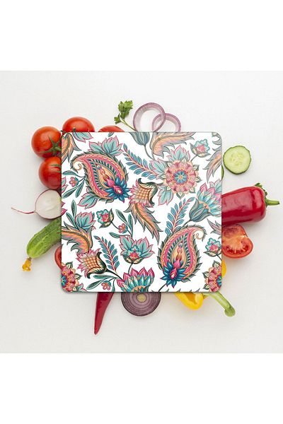 Decovetro Square Cut Glass Board - Mixed Flower Pattern