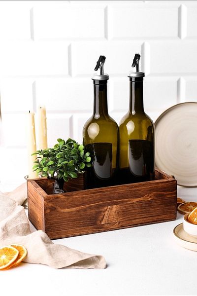 LALEZEN HOME Многофункционална дървена кутия Кухненски органайзер за баня Органайзер