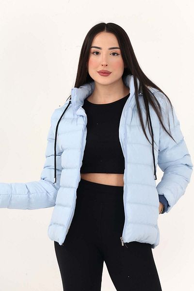 FY Store Palton sport gonflabil albastru - glugă detașabilă, suprafață interioară cu blană artificială