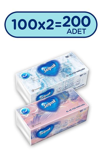Selpak ®   2 Pack Hand and Face Towels - 200 Sheets
