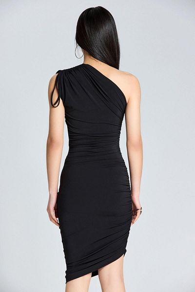 boutiquen 2637 Rochie neagră cu mânecă cu un singur mânecă