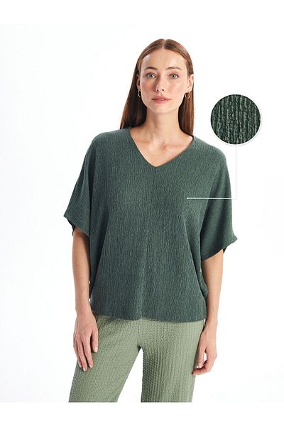 LC Waikiki V-neck Short Sleeve Oversize Women's T-shirt - Lcw
