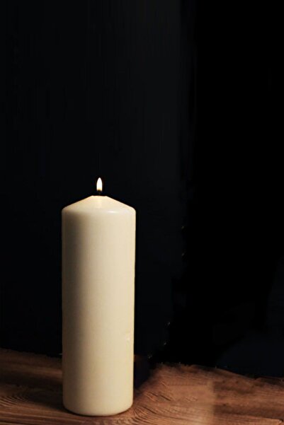 Candle Vase Krem Silindir Mum Kütük Mum Çap 5 Cm Boy 10 cm 1 Adet