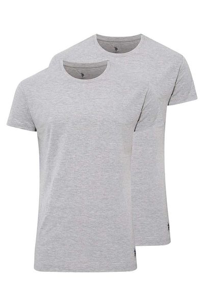 U.S. Polo Assn. U.S. Polo Assn. 80197 Men's 2-Piece Round Neck Half Sleeve Undershirt - gray