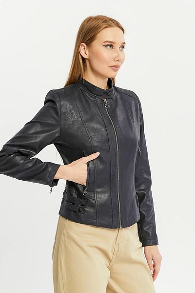 exxitcollection Jachetă moto scurtă cu fermoar din seria Stilla Dermacore Slim Fit (stil piele)