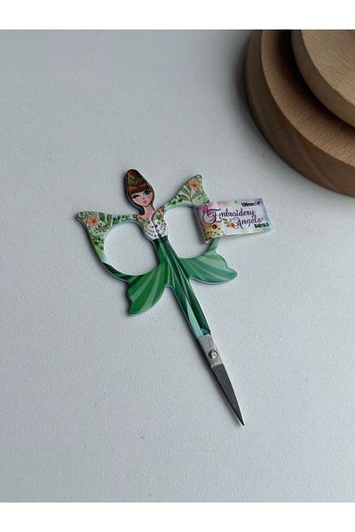 Hemline Green Butterfly Patterned Girl's Scissors