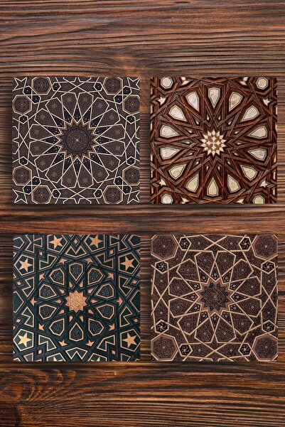 Begoloni Stone Decor طقم قواعد أكواب من الحجر الطبيعي مكون من 4 قطع - أنماط س...