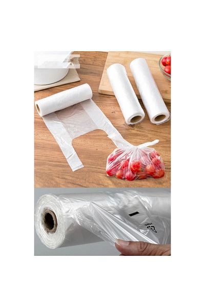 PartyMarty Small Size Roll Market Grocery Bags 200 Pcs Clear Color Fruit Vegetable Bags