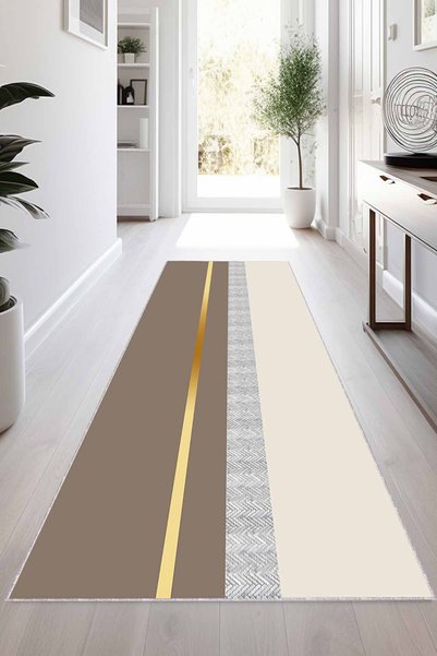 Viva Home Bej Gold Kaymaz Taban Modern Kesme Rulo Yolluk Halı VH014