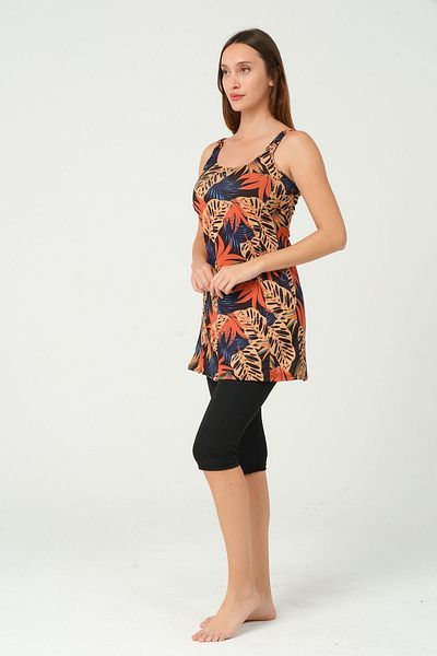 vawensea Patterned Women's Dress with Tights - Orange 4564 (with Breast Pad)