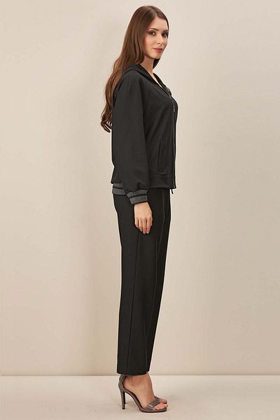Guitar Schwarze, Gewebte Hose Mit Geradem Bein